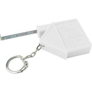 Porte-clés "maison", mètre-ruban 2m blanc personnalisable avec logo
