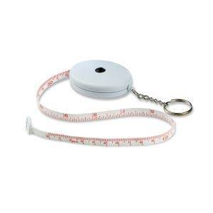 Porte-clés, mètre-ruban 1,5m blanc personnalisable avec logo