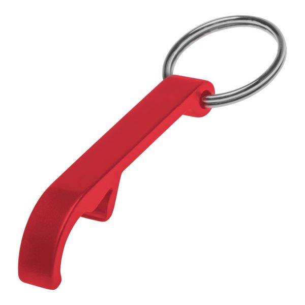 Porte-clés, ouvre-bouteilles Macie rouge personnalisable avec logo