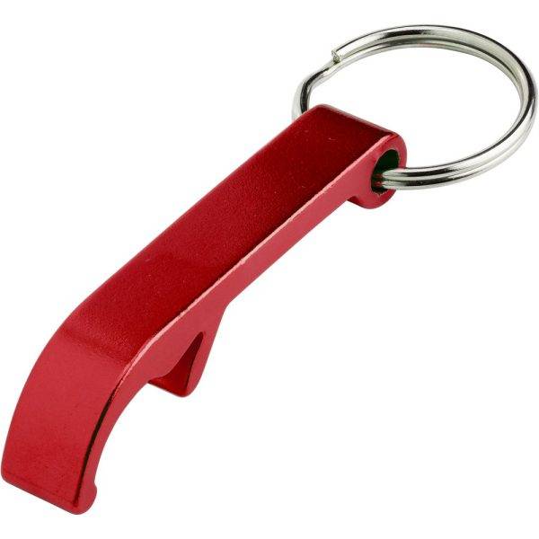 Porte-clés, ouvre-bouteilles rouge personnalisable avec logo