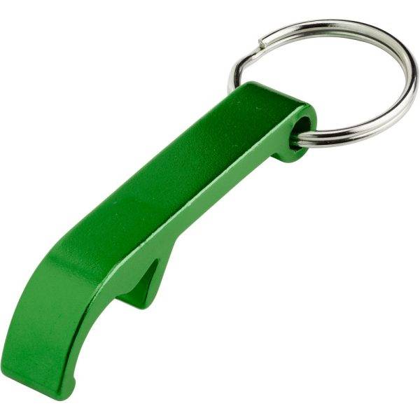 Porte-clés, ouvre-bouteilles vert personnalisable avec logo