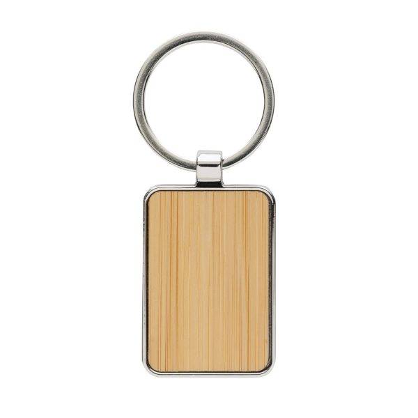 Porte-clés rectangle en alliage de zinc RCS et bambou personnalisable