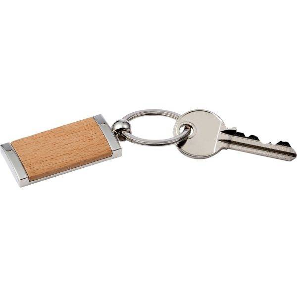 Porte-clés rectangulaire bois personnalisable avec logo