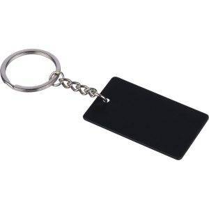 Porte-clés rectangulaire noir personnalisable avec logo