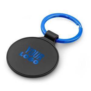 Porte-clés rond Ando bleu marine personnalisable avec logo