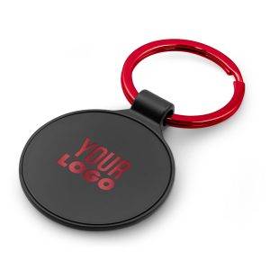 Porte-clés rond Ando rouge personnalisable avec logo