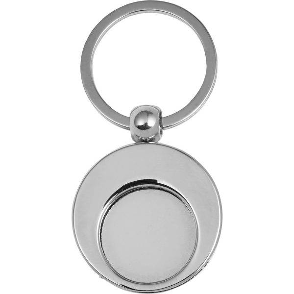 Porte-clés rond avec un grand anneau argent personnalisable avec logo