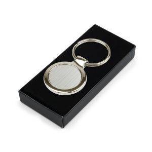 Porte-clés rond Lisa argent personnalisable avec logo