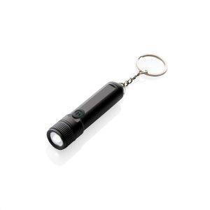 Porte-clés torche rechargeable Gear X noir personnalisable avec logo