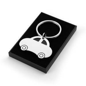 Porte-clés 'voiture' Gillian argent personnalisable avec logo