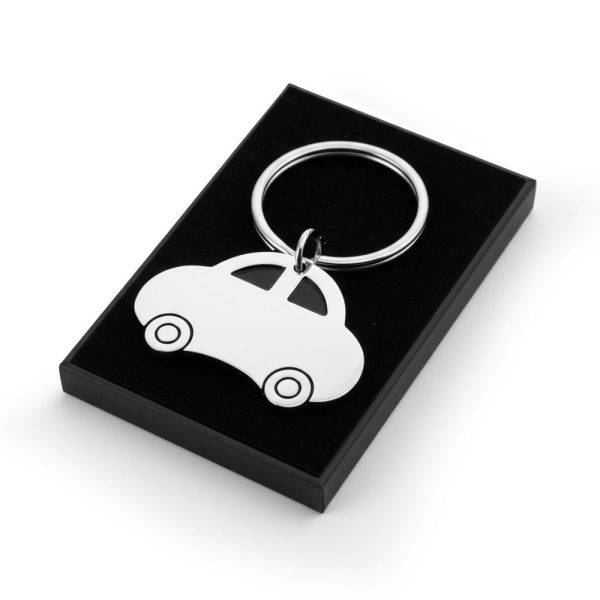 Porte-clés 'voiture' Gillian argent personnalisable avec logo