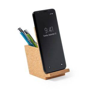 Porte-stylo en liège, support pour téléphone brun personnalisable