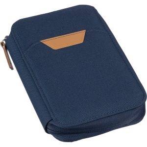 Portefeuille de voyage RPET bleu marine personnalisable avec logo