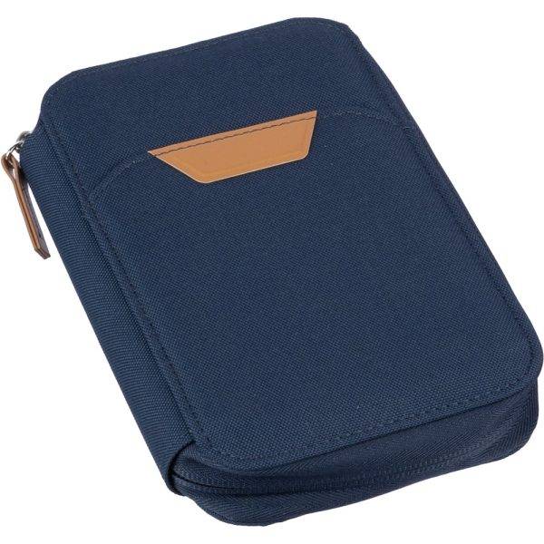 Portefeuille de voyage RPET bleu marine personnalisable avec logo