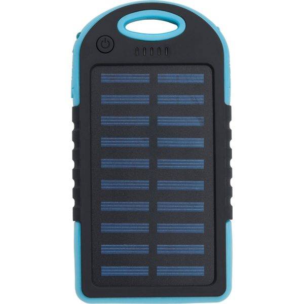 Power bank 4000 mAh avec chargeur solaire bleu personnalisable – réf. VA275-11