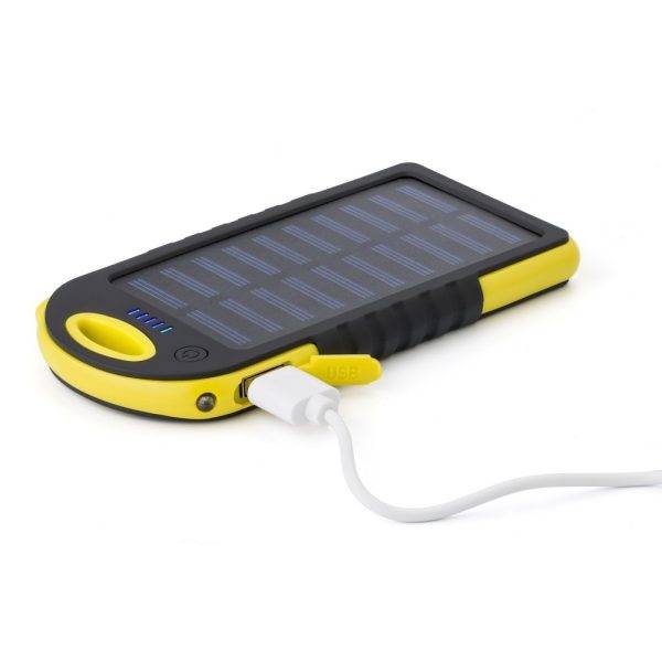 Power bank 4000 mAh avec chargeur solaire jaune personnalisable