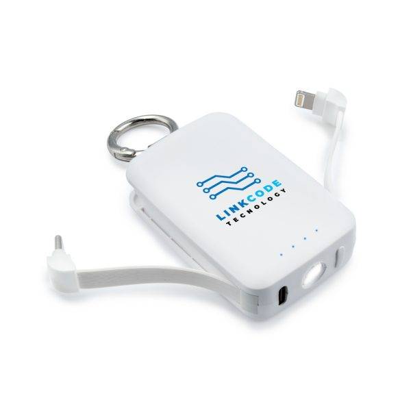 Power bank 4000 mAh, mousqueton et lampe 1W Dimetrice personnalisable