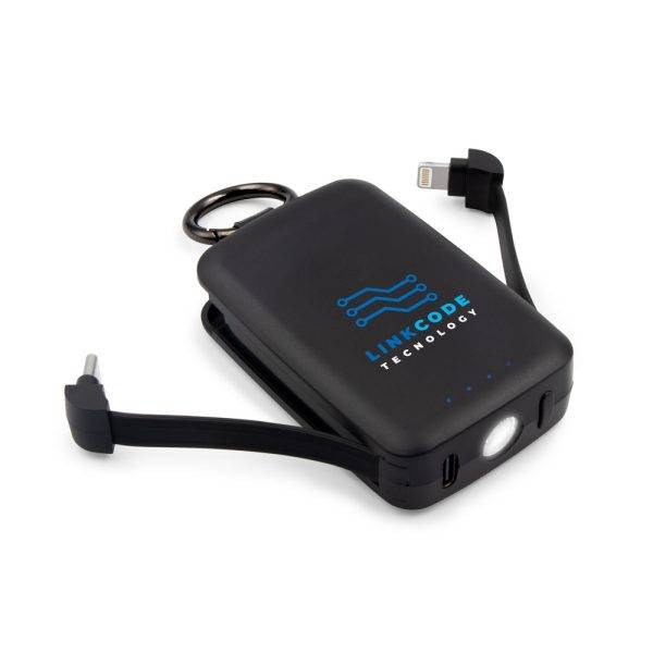 Power bank 4000 mAh, mousqueton et lampe 1W Dimetrice personnalisable – réf. VA109-03