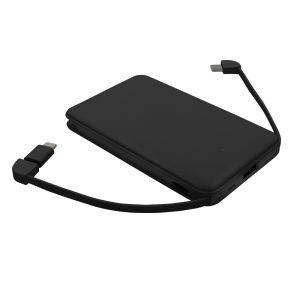 Power Bank 5000 mAh avec câbles intégrés, adapteur personnalisable