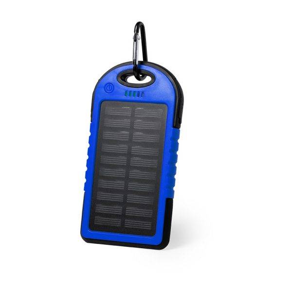 Power Bank étanche 4000 mAh, chargeur solaire bleu personnalisable