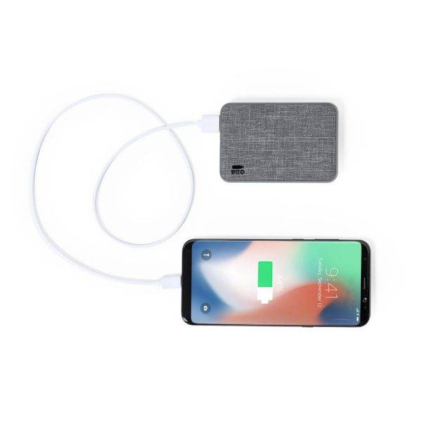 Power bank RPET 5000 mAh graphite personnalisable avec logo