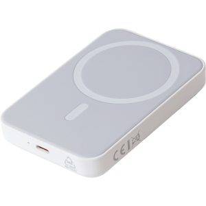 Power bank sans fil 5 000 mAh blanc personnalisable avec logo