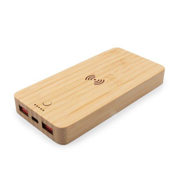Power Bank sans fil en bambou 8000 mAh B'RIGHT, personnalisable