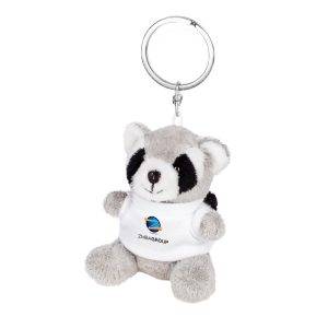 Racoon en peluche, porte-clés | Lewis gris personnalisable avec logo