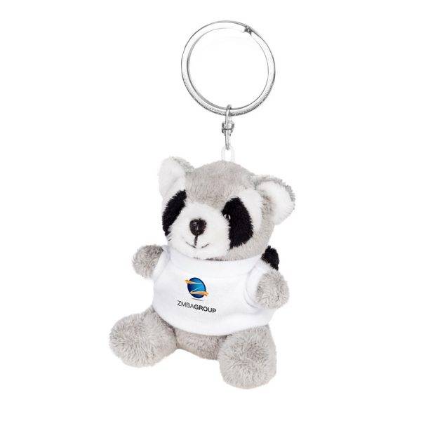 Racoon en peluche, porte-clés | Lewis gris personnalisable avec logo