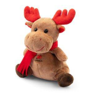 Renne en peluche Archie brun personnalisable avec logo