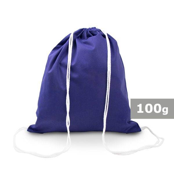 Sac à cordon en coton Gerald bleu marine personnalisable avec logo