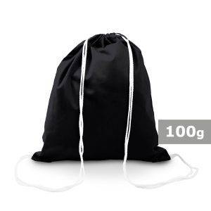 Sac à cordon en coton Gerald noir personnalisable avec logo