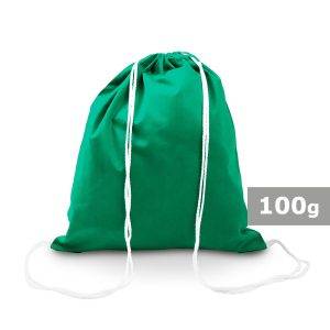 Sac à cordon en coton Gerald vert personnalisable avec logo