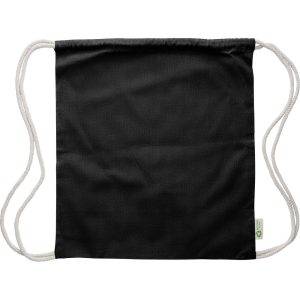 Sac à cordon en coton noir personnalisable avec logo