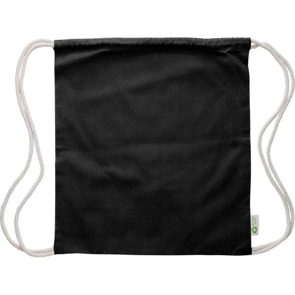 Sac à cordon en coton noir personnalisable avec logo