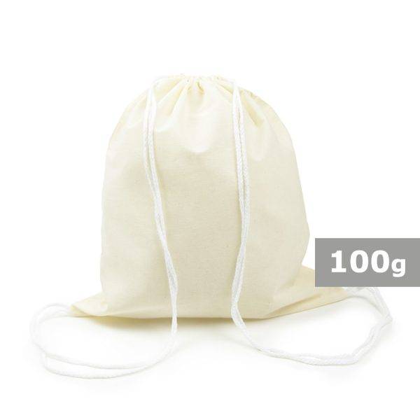 Sac à cordon en coton Trey beige personnalisable avec logo