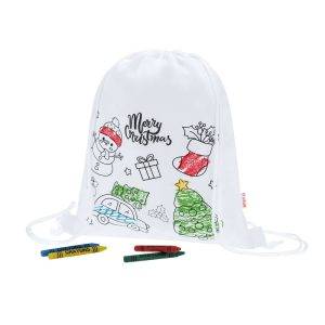 Sac à cordon pour coloriage, motif de Noël, crayons personnalisable