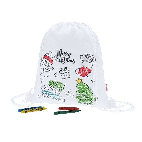 Sac à cordon pour coloriage, motif de Noël, crayons personnalisable
