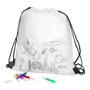 Sac à cordon pour colorier, feutres | Franklin blanc personnalisable