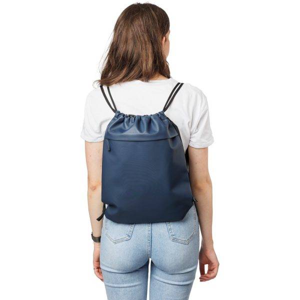 Sac à cordon RPET bleu personnalisable avec logo