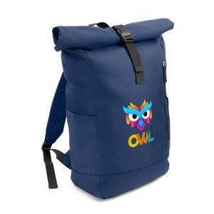 Sac à dos en RPET Eiddwen bleu marine personnalisable avec logo