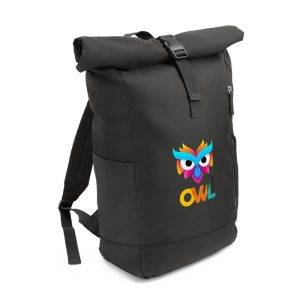 Sac à dos en RPET Eiddwen noir personnalisable avec logo