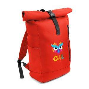 Sac à dos en RPET Eiddwen rouge personnalisable avec logo