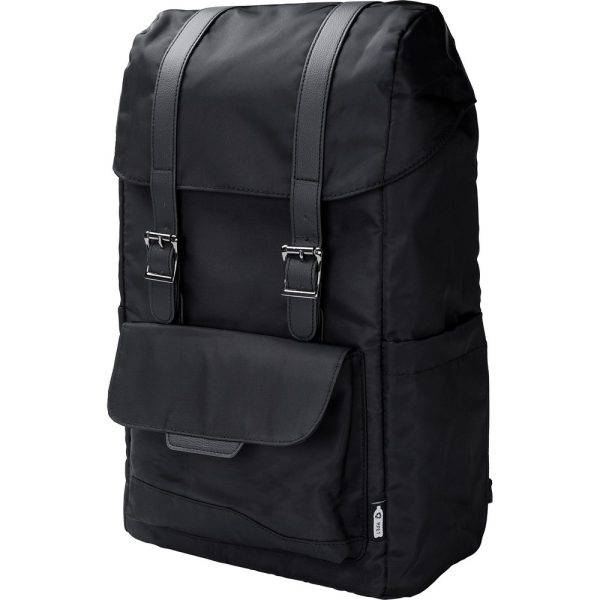 Sac à dos en RPET noir personnalisable avec logo – réf. V1549-03
