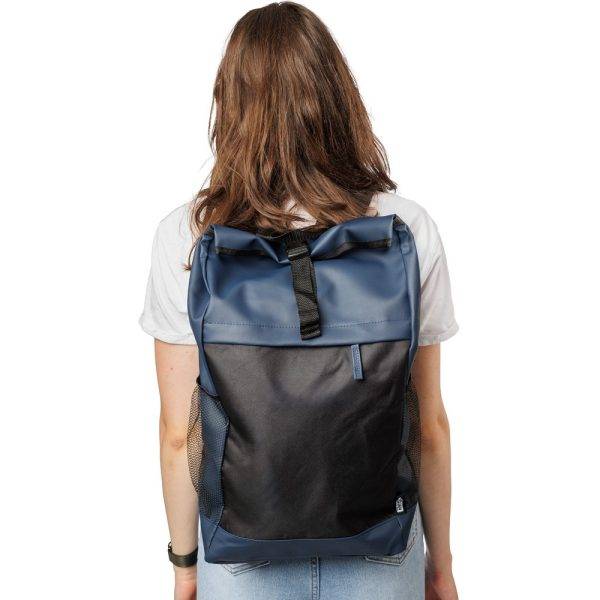 Sac à dos enroulable pour ordinateur portable 15" bleu personnalisable