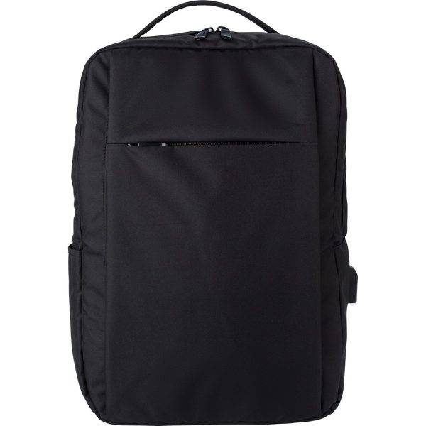 Sac à dos ordinateur RPET 16" noir personnalisable avec logo