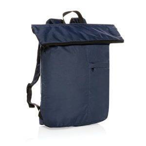 Sac à dos pliable Dillon en rPET AWARE™ bleu personnalisable avec logo