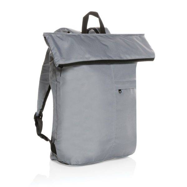 Sac à dos pliable Dillon en rPET AWARE™ gris personnalisable avec logo
