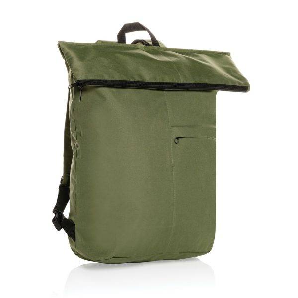 Sac à dos pliable Dillon en rPET AWARE™ vert personnalisable avec logo