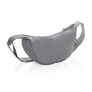 Sac banane en bandoulière en rPET AWARE Crescent gris personnalisable